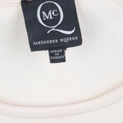 مملوكة مسبقًا McQ by Alexander McQueen Beige Lace Print Bodycon Dress L