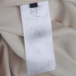 مملوكة مسبقًا McQ by Alexander McQueen Beige Lace Print Bodycon Dress L