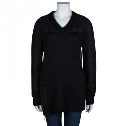 Pre Owned McQ By Alexander McQueen Black Wool V-Neck Sweater L