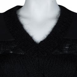 Pre Owned McQ By Alexander McQueen Black Wool V-Neck Sweater L