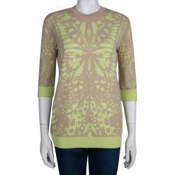 Pre Owned McQ by Alexander McQueen Beige Contrast Print Sweater M