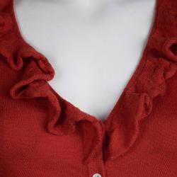Pre Owned McQ by Alexander McQueen Red Ruffle Detail Button Front Cardigan S