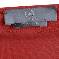 Pre Owned McQ by Alexander McQueen Red Ruffle Detail Button Front Cardigan S