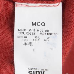 Pre Owned McQ by Alexander McQueen Red Ruffle Detail Button Front Cardigan S