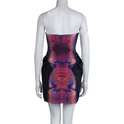 Pre Owned فستان أم سي كيو باي أليكساندرماكوين حرير طباعة غرافيكية متعددة الألوان بلا حمالات M