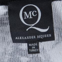 Pre Owned McQ by Alexander McQueen Black Jacquard Knit Cutout Shoulder Top S