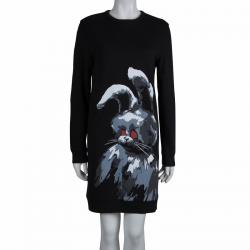 Pre Owned بلوزة أم سي كيو باي أليكساندر ماكوين تريكو أسود طباعة أرنب S