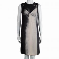 Pre Owned McQ By Alexander McQueen Black Silk Print Sleeveless Dress M
