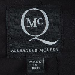 Pre Owned McQ By Alexander McQueen Black Silk Print Sleeveless Dress M