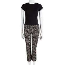 Pre Owned McQ by Alexander McQueen Lace Printed Denim Cropped Skinny Jeans M