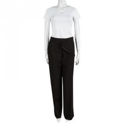 Pre Owned McQ By Alexander Mcqueen Brown Draped Belt Detail Wide Leg Trousers M