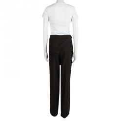 Pre Owned McQ By Alexander Mcqueen Brown Draped Belt Detail Wide Leg Trousers M