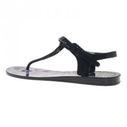 Pre Owned صندل سلايد جيلي أم سي كيو باي ألكساندر ماكوين أسود طباعة طيور مقاس 39/40