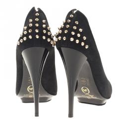 Pre Owned McQ by Alexander McQueen Black Suede Studded Platform Pumps Size 37 