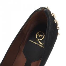 Pre Owned McQ by Alexander McQueen Black Suede Studded Platform Pumps Size 37 