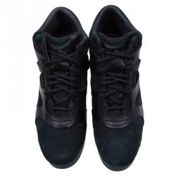 Pre Owned McQ By Alexander McQueen For Puma Black Leather and Nubuck Leap Wedge Sneakers Size 42