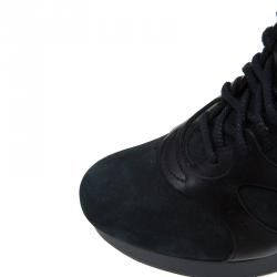 Pre Owned McQ By Alexander McQueen For Puma Black Leather and Nubuck Leap Wedge Sneakers Size 42