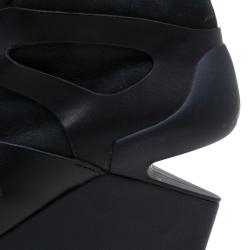 Pre Owned McQ By Alexander McQueen For Puma Black Leather and Nubuck Leap Wedge Sneakers Size 42