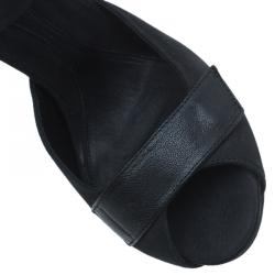 Pre Owned صندل أم سي كيو باي أليكساندر مكوين جلد أسود بحزام للكاحل مقاس 37