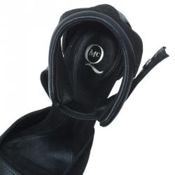 Pre Owned صندل أم سي كيو باي أليكساندر مكوين جلد أسود بحزام للكاحل مقاس 37