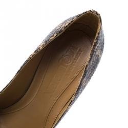 Pre Owned Alexander McQueen Grey and Beige Python Platform Pumps Size 36