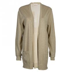Pre Owned Michael Kors Gold Metallic Cardigan L