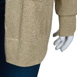 Pre Owned Michael Kors Gold Metallic Cardigan L
