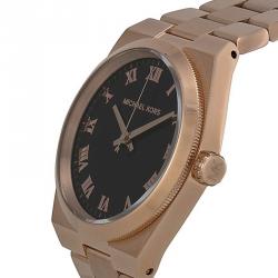 Pre Owned Michael Kors Black Rose Gold-Stainless Steel Channing MK5937 Women's Wristwatch 38MM
