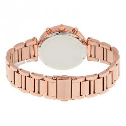 Pre Owned Michael Kors Grey Rose Gold-Plated Stainless Steel Sawyer MK6226 Women's Wristwatch 39MM