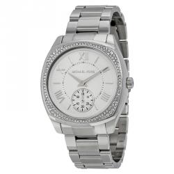 Pre Owned Michael Kors Silver Stainless Steel Crystal Bryn MK6133 Women's Wristwatch 40MM