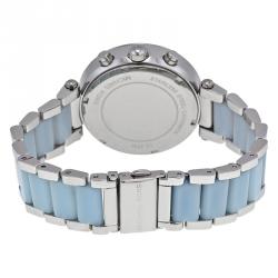 Pre Owned Michael Kors Silver Stainless Steel Crystal Parker MK6138 Women's Wristwatch 39MM