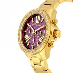 Pre Owned Michael Kors Purple Gold-Plated Stainless Steel Wren MK6290 Women's Wristwatch 42MM