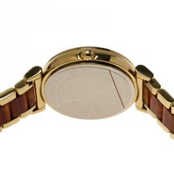 مملوكة مسبقًا Michael Kors Brown Gold-Plated Stainless Steel Crystal MK3411 Women's Wristwatch 38MM