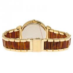 مملوكة مسبقًا Michael Kors Brown Gold-Plated Stainless Steel Crystal MK3411 Women's Wristwatch 38MM