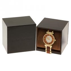 مملوكة مسبقًا Michael Kors Brown Gold-Plated Stainless Steel Crystal MK3411 Women's Wristwatch 38MM