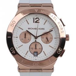Pre Owned Michael Kors White Gold-Plated Stainless Steel Wyatt MK5935 Unisex Wristwatch 40MM