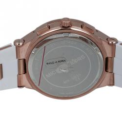 Pre Owned Michael Kors White Gold-Plated Stainless Steel Wyatt MK5935 Unisex Wristwatch 40MM