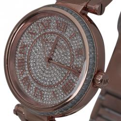 Pre Owned Michael Kors Crystal Rose Gold-Plated Stainless Steel Camille MK5868 Women's Wristwatch 40MM