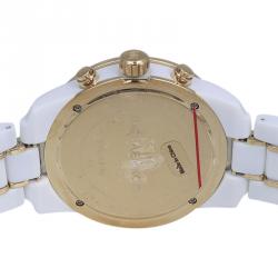 Pre Owned Michael Kors White Stainless Steel and Acetate MK5804 Women's Wristwatch 43MM