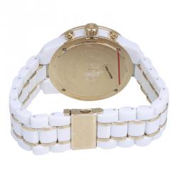 Pre Owned Michael Kors White Stainless Steel and Acetate MK5804 Women's Wristwatch 43MM