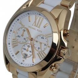 Pre Owned Michael Kors Silver Gold-Plated Stainless Steel Bradshaw MK5743 Women's Wristwatch 43MM