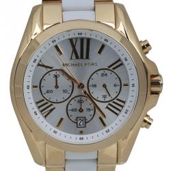 Pre Owned Michael Kors Silver Gold-Plated Stainless Steel Bradshaw MK5743 Women's Wristwatch 43MM