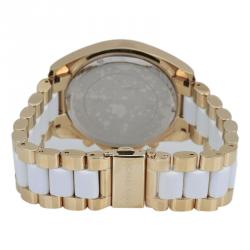 Pre Owned Michael Kors Silver Gold-Plated Stainless Steel Bradshaw MK5743 Women's Wristwatch 43MM
