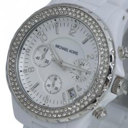 Pre Owned Michael Kors Silver Stainless Steel and Acetate Madison MK5300 Women's Wristwatch 39MM