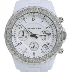 Pre Owned Michael Kors Silver Stainless Steel and Acetate Madison MK5300 Women's Wristwatch 39MM