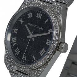 Pre Owned Michael Kors Black Stainless Steel Crystal Channing MK6089 Women's Wristwatch 38MM