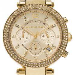 مملوكة مسبقًا ساعة يد نسائية مايكل كورس MK6238 ستانلس ستيل مطلي ذهب بيج فاتح 39مم