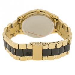 Pre Owned Michael Kors Zebra Pattern Stainless Steel Slim Runway MK3315 Women's Wristwatch 41MM