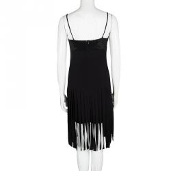 Pre Owned Michael Kors Black Sequin Embellished Fringe Bottom Sleeveless Dress S
