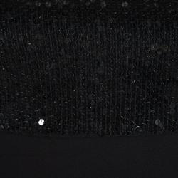 Pre Owned Michael Kors Black Sequin Embellished Fringe Bottom Sleeveless Dress S